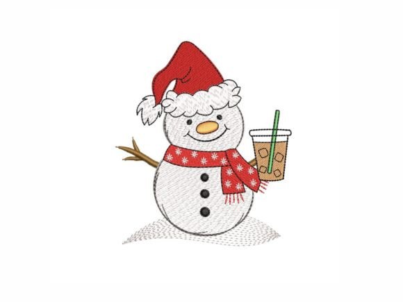 Cute Snowman with Iced Coffee Embroidery Design Review