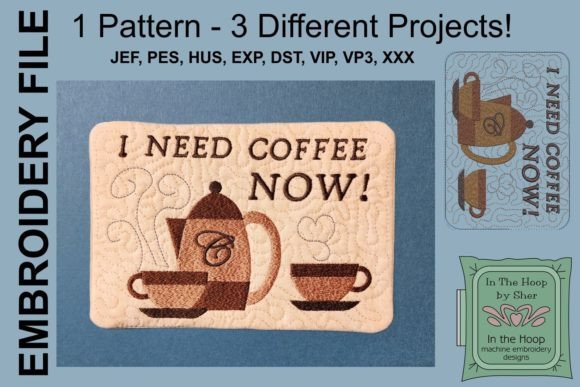 I Need Coffee Mug Rug: A Unique Embroidery Design for Personalized Gifts