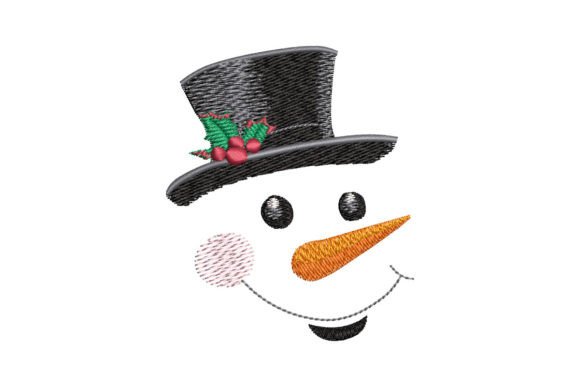 Snowman Face with Black Hat Embroidery Design Review