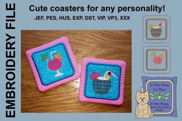 Tropical Drinks Coasters Embroidery Design Review